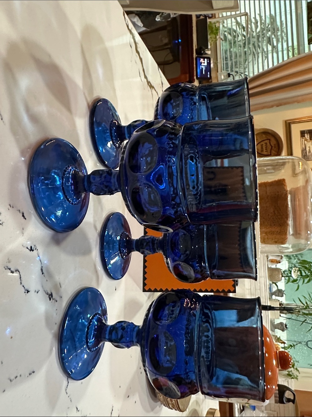 Cobalt Blue Glass Wine Goblets - Set of 6